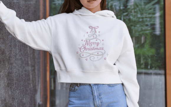 Pastel Merry Christmas Pink Ribbon Tree - Image 2