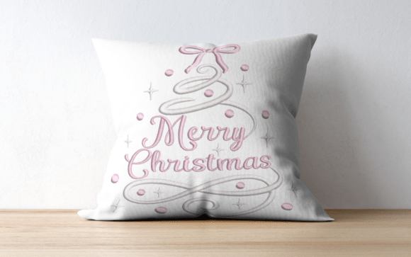 Pastel Merry Christmas Pink Ribbon Tree - Image 4