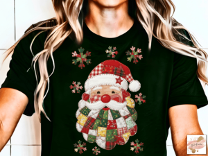 Alternative view of Patchwork Christmas Png Santa Claus Png
