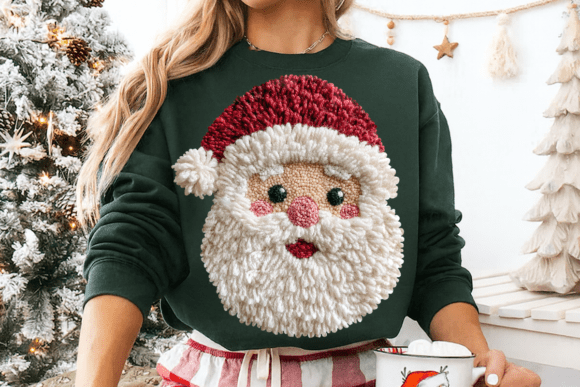 Patchwork Yarn Crochet Santa Face Png