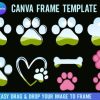 Paw Print Canva Frame Template Dog Bone
