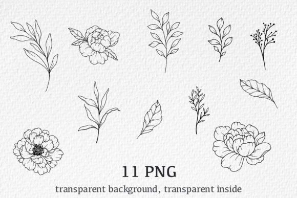 Peonies LINE DRAWING, Floral Line Art - Image 2