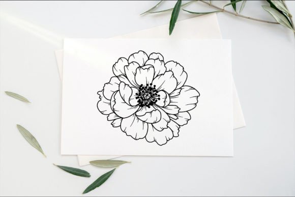 Peonies LINE DRAWING, Floral Line Art - Image 3