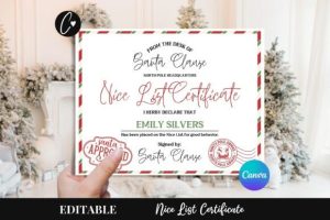 Personalized Nice List Certificate Canva