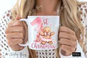 Alternative view of Pink 1st Christmas Gingerbread PNG
