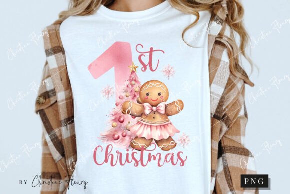Pink 1st Christmas Gingerbread PNG - Image 3