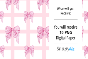 Alternative view of Pink Bow Coquette Digital Paper Pattern