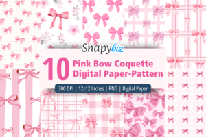 Pink Bow Coquette Digital Paper Pattern
