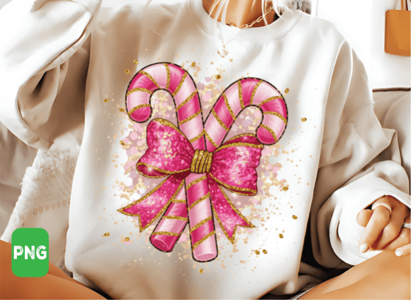 Pink Christmas Candy Cane, Coquette Png - Image 4