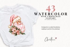 Alternative view of Pink Christmas Clipart Bundle