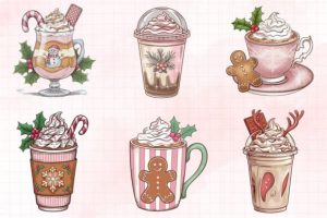 Alternative view of Pink Christmas Coffee Cup Clipart