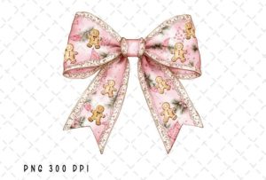 Pink Christmas Coquette Bow Gingerbread