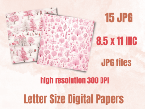 Alternative view of Pink Christmas Ephemera Digital Paper