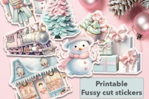 Pink Christmas Fussy Cut Ephemera