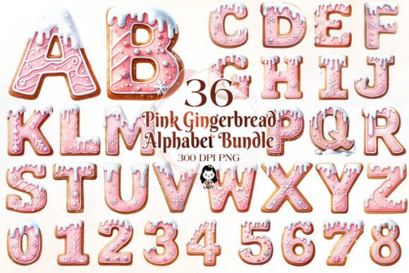 Pink Christmas Gingerbread Alphabet