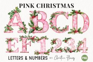 Pink Christmas Letter Alphabet PNG