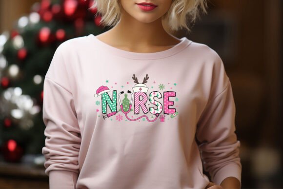 Pink Christmas Nurse PNG Letters Doodle - Image 3