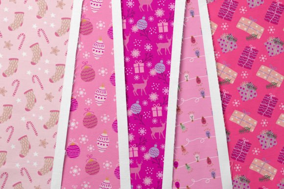 Pink Christmas Pattern Set Seamless - Image 7