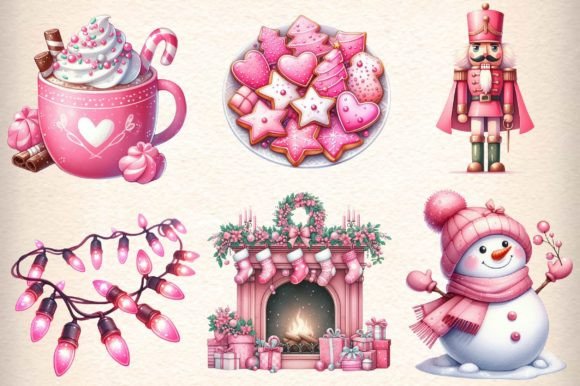 Pink Christmas Png Clipart Bundle - Image 3