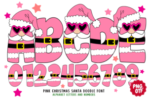 Pink Christmas Santa Doodle Font