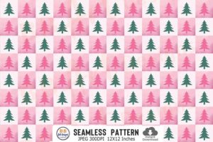 Pink Christmas Seamless Pattern Paper