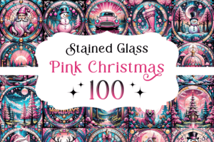 Pink Christmas Stained Glass Background