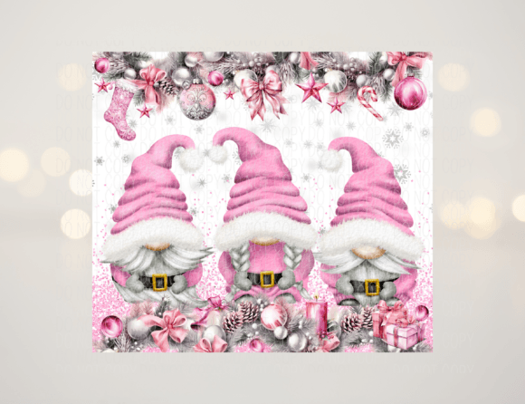Pink Christmas Tumbler Wrap Gnomes - Image 2