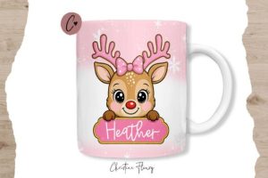 Alternative view of Pink Custom Christmas Reindeer Mug Wrap