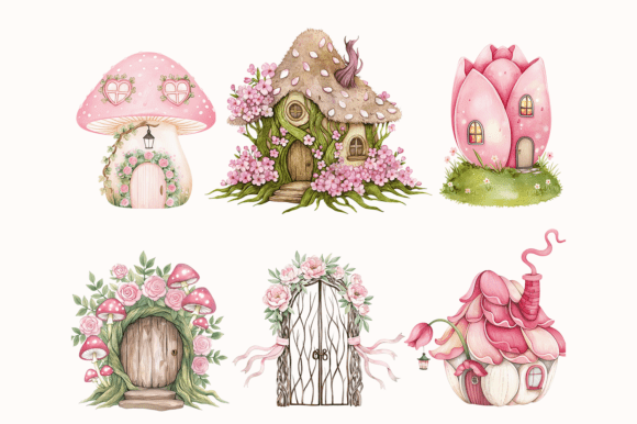 Pink Fairy Clipart Bundle Watercolor - Image 4