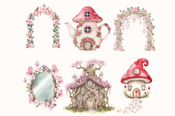 Pink Fairy Clipart Bundle Watercolor - Image 5