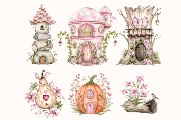 Pink Fairy Clipart Bundle Watercolor - Image 6