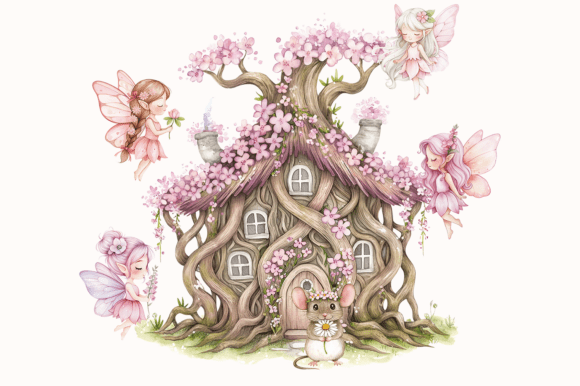 Pink Fairy Clipart Bundle Watercolor - Image 9