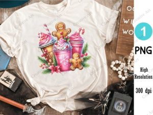 Alternative view of Pink Gingerbread Coffee Christmas PNG