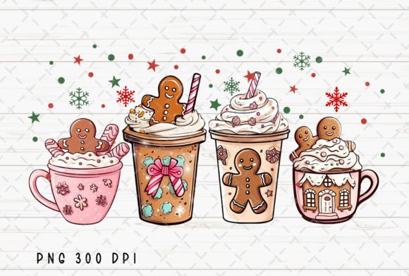 Pink Gingerbread Coffee Christmas PNG
