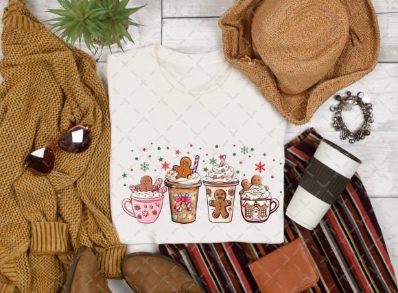 Pink Gingerbread Coffee Christmas PNG - Image 4