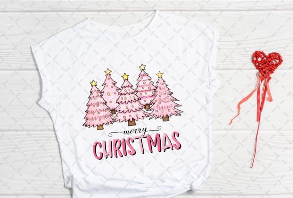 Pink Merry Christmas Trees Xmas PNG - Image 2