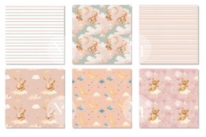 Alternative view of Pink Teddy Bear Baby Girl Digital Paper