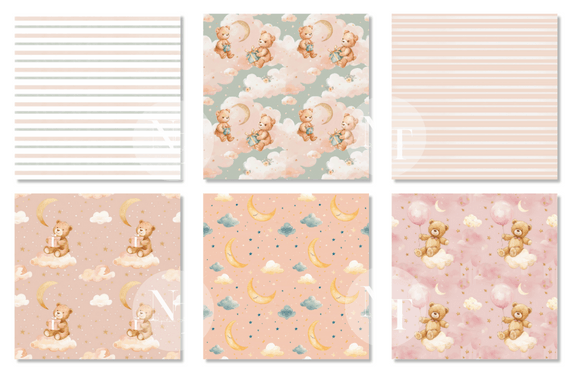 Alternative view of Pink Teddy Bear Baby Girl Digital Paper