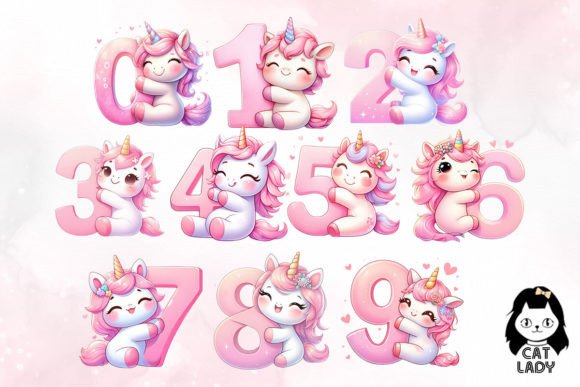 Pink Unicorn Alphabet Sublimtion Clipart - Image 6