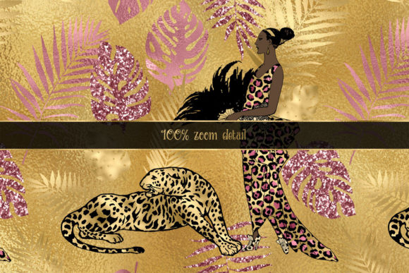 Alternative view of Pink and Gold Leopard Digital Paper