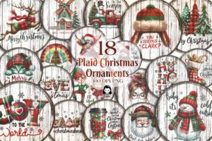 Plaid Christmas Ornaments Sublimation