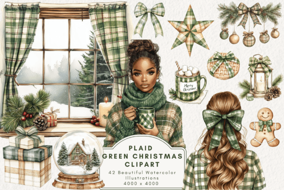 Plaid Green Christmas Clipart