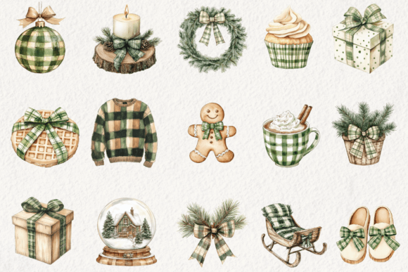 Plaid Green Christmas Clipart - Image 2