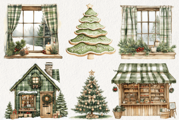 Plaid Green Christmas Clipart - Image 3