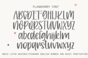 Alternative view of Planberry Font