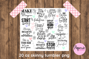 Alternative view of Positivity 20 Oz Skinny Tumbler Wrap Png