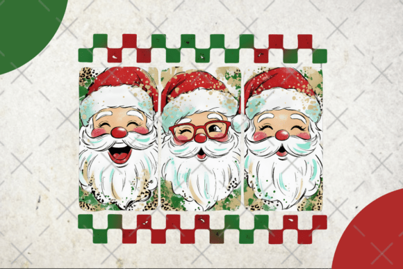Preppy Brushstroke Christmas Santa PNG