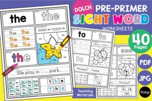 Preschool Dolch Sight Word Worksheets