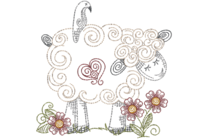 Primitive Sheep and Crow Embroidery File