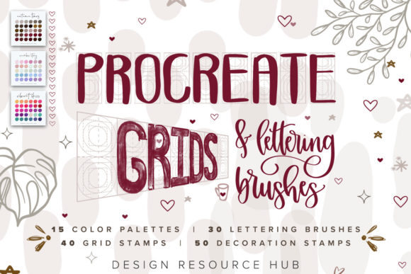 Procreate Lettering, Grid, & Texture Set